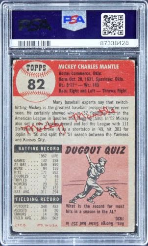Yankees Mickey Mantle Signed 1953 Topps #82 Card Auto Graded 10! PSA/DNA Slabbed - Baseball Slabbed Autographed Cards