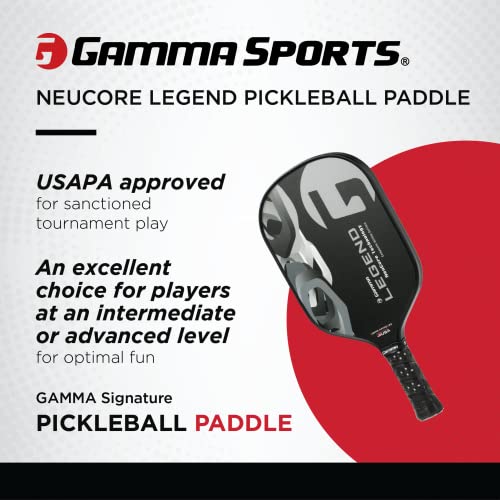 GAMMA Sports Legend NeuCore Pickleball Paddle, Fiberglass Composite Surface and Honeycomb Grip, Legend Finesse