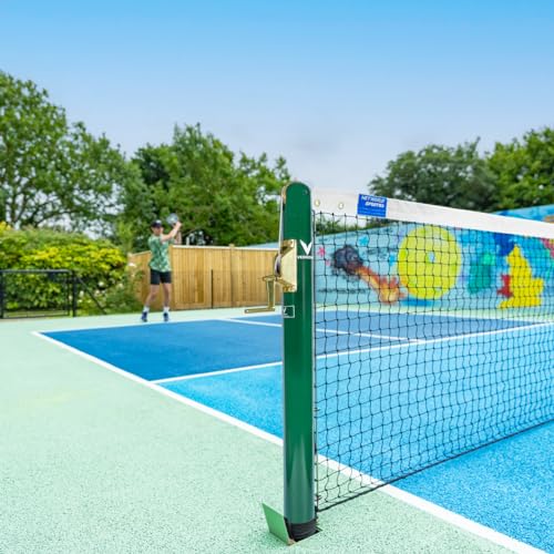 Vermont Pickleball Posts [Regulation Size] - Round or Square Posts, Optional Ground Sockets | Green, Black or Blue | for Hard or Grass Surfaces | Posts ONLY (Round, Green, Without Ground Sockets)