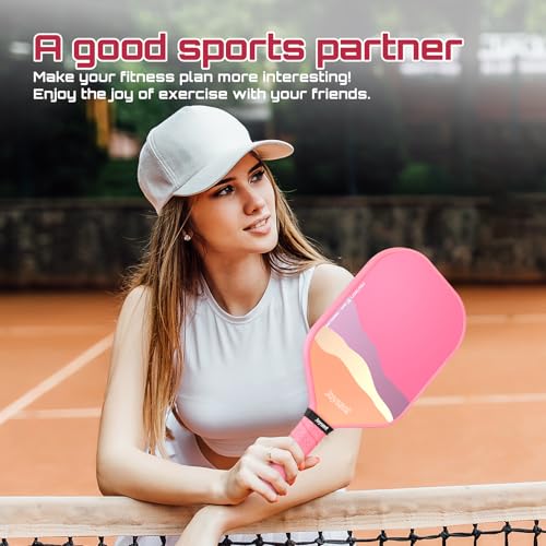 Joysent Pickleball Paddles Set of 2, Lightweight Pickleball Racket for Beginner, USAPA Approved Fiberglass Surface Pickleball Set with Non-Slip Comfort Grip, Pink