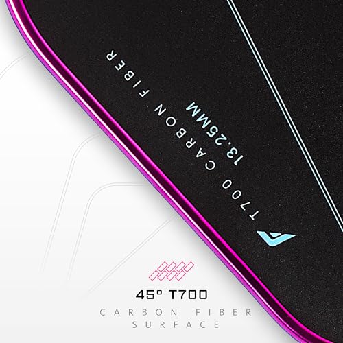 Franklin Sports Pro Pickleball Paddles - Parris Todd C45 Carbon Fiber Series - Official USAP + UPA Approved Pickleball Paddle - Elongated Pro Player Design - 13.25mm Polymer Core - Hot Pink/Surf Blue