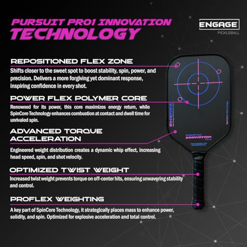 Engage Pursuit Pro1 Innovation Pickleball Paddle, Raw Carbon Fiber, 12.7mm, 7.8-8.2oz, USAPA-Approved, (Jessie Irvine Edition, 12.7mm Core)