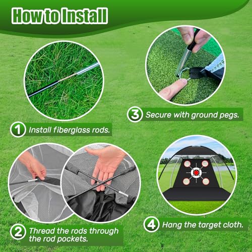 MFNMFN Golf Net with Practice Mat,Golf Hitting Aid Nets 10x7FT for Backyard Driving Chipping Training Swing,Gifts for Men Dad Him and Golfer