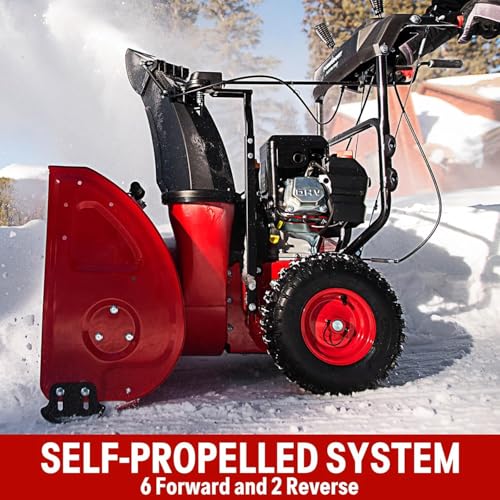 PowerSmart 26-Inch Self-Propelled Gas Snow Blower, Powered by B&S 208cc Engine, Electric Start, 13-Inch Snow Tires, Handle Warmer, Two-Stage Snow Blowers with LED Lights