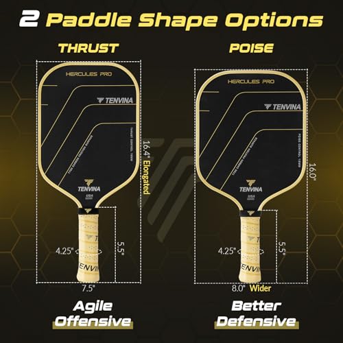 TENVINA Pickleball Paddles Set of 2, Thermoforming 4-Layer T700SC Friction Carbon Fiber Pickleball Paddle, Professional USAPA Approved Pickle Ball Paddle Providing Strong Power and Spin