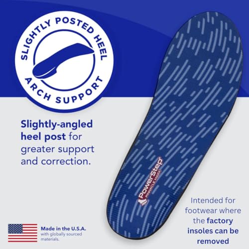 PowerStep Pinnacle Maxx Orthotic Insoles, Maximum Stability & Comfort, Firm & Flexible Angled Heel, Flat Feet & Overpronation, Heavy Duty Shoe Inserts for Men & Women, Made in USA (M 11-11.5)