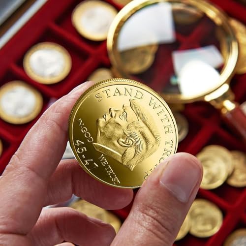 iksya 10 Pack President Coin 2025 Coin Collectors - 45-47 President Coin - Protective Case Included, Commemorative Coins, Gold Plated Coin, Collectible Gift(Gold)