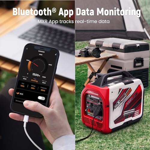 maXpeedingrods 4000 Watt Inverter Generator Portable, Bluetooth® App Remote Data Monitor, RV Ready, Gas Powered Generator with CO Alarm for Outdoor Camping, Home Backup