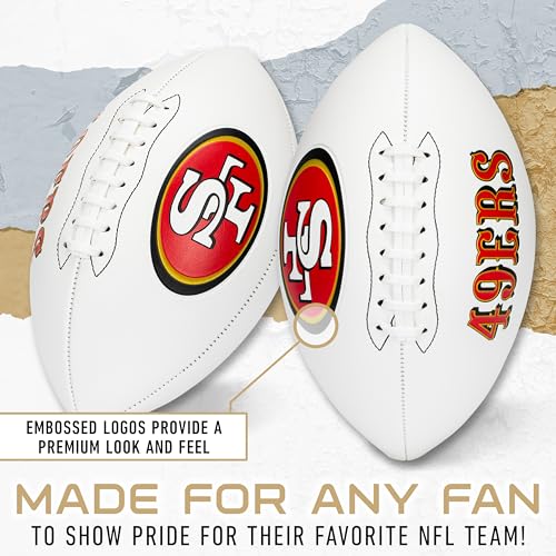 Franklin Sports NFL San Francisco 49ers Autograph Football - Official Size White Panel Souvenir Football for Autographs + Signatures - NFL Team Fan Shop Memorabilia Ball for Display