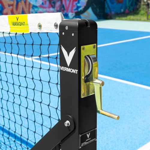 Vermont 360° Freestanding Pickleball Posts [IFP Regulation] – Ultra-Durable, Lightweight & Portable Aluminium Pickleball Paddle Tennis Net Sets (Pickleball Net and Posts, Black, with Weights)
