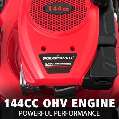 PowerSmart 21" 2-in-1 Push Lawn Mower, 144cc Engine, 3-in-1 with Bagging, High Wheels, Lightweight and Easy Assembly,Adjustable Cutting Height, Lightweight,for Garden Yard