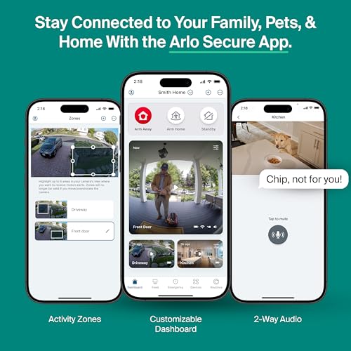 Arlo Essential Security Camera (3rd Gen - 2025 Release) 3 Cam + 3 Solar Panels + 6 Months of Secure Plus Plan - 2K, Person Recognition, Package Detection, Animated Preview, Dual-Band WiFi, White