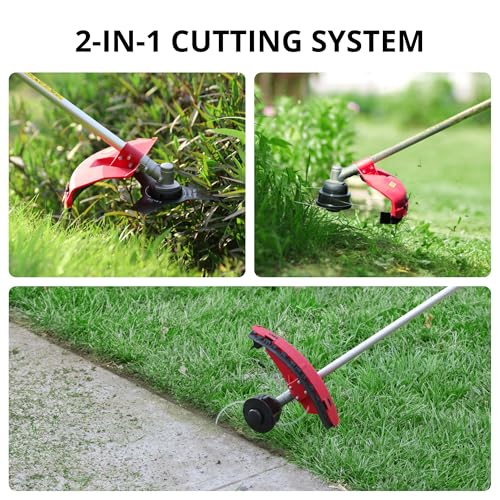 AMERISUN Weed Wacker Gas Powered 26cc, Gas Trimmer Edger Mower 2 in 1, Weed Eater 2 Cycle Air-Cooled Engine 10'' Brush Blade 16'' Cutting Width with Rubber Handle & Shoulder Strap Quick Start