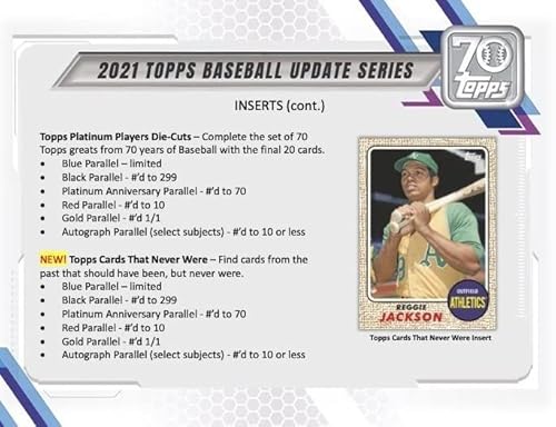 2021 Topps Traded and Update Series Baseball Unopened Blaster Box of Packs with 99 Cards including One EXCLUSIVE 70th Anniversary Patch and Possible Rookies Autographs and Jersey Cards