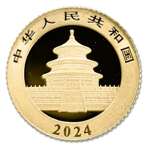 2024 1 Gram Gold Chinese Panda Coin Brilliant Uncirculated with Certificate of Authenticity 10¥ BU