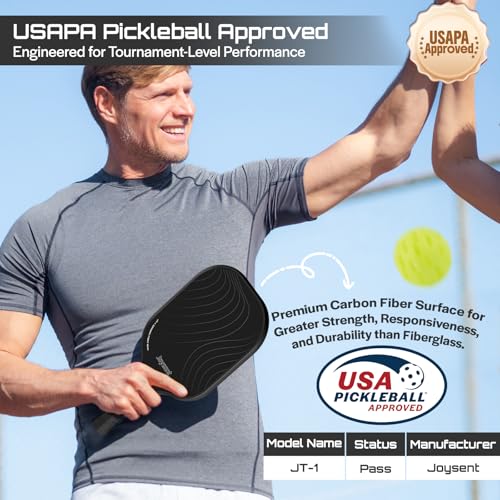 Joysent Pickleball Paddles Set, USAPA Approved Carbon Fiber Pickleball Set with Pickleball Rackets and Indoor Outdoor Pickle Balls, Beginner Pickleball Paddle for Adults Men Women