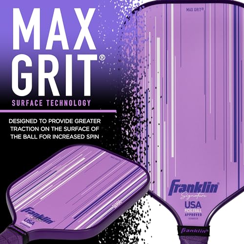 Franklin Sports Pro Pickleball Paddles - Signature Series Pro Pickleball Paddle with MaxGrit Surface - USA Pickleball (USAPA) Approved Tournament Pickleball Paddle - 16mm Polypropylene Core - Lilac