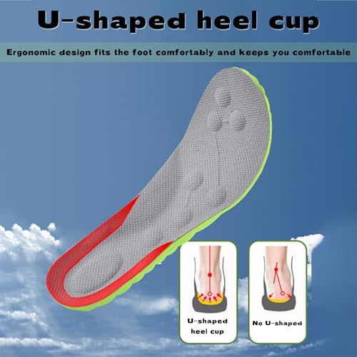 Pickleball Insoles - 2 Pairs of Pickleball Insoles for Men Women, 4D Cloud Arch Support Pickleball Inserts (Green,M11/W12)