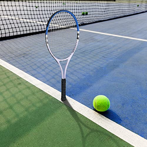 Tennis Racket Pre-Strung Lightweight 27 Inch Racquet Recreational Adult Rackets for Men Women Students Training Tennis Starter Kit with Balls,Carry Bag and Overgrips (Blue/White - 2 Rackets)