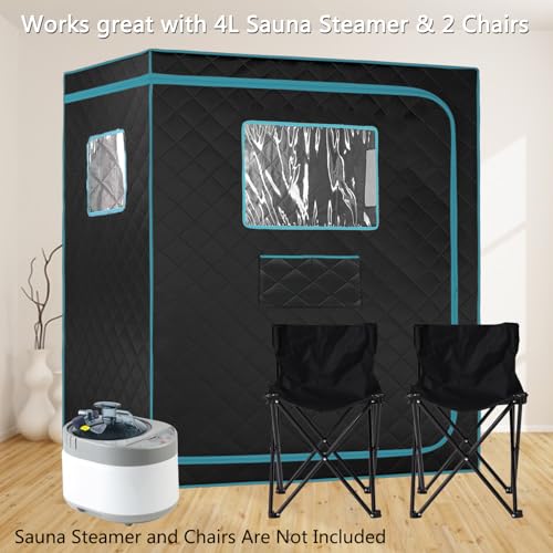 Smartmak Full Size Steam Sauna Tent, Portable Whole Body Home Spa Room, 1 or Two Person Large Space, Steamer NOT Included (47.28" x 35.46" x 63" Blackgreen)