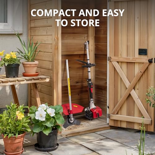 AMERISUN 26cc Gas Weed Eater, Weed Trimmer Gas Powered, Weed Wacker 2 in 1, 2 Cycle Air-Cooled Engine 10'' Brush Blade 16'' Cutting Width with Rubber Handle & Shoulder Strap Portable for Yard Garden