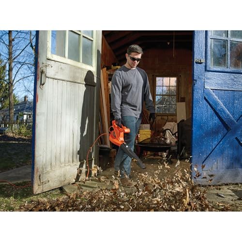 BLACK+DECKER Electric Leaf Blower, Handheld Blowers for Lawn Care, Lightweight, 180 MPH 180 CFM, 7-Amp, Corded (LB700)