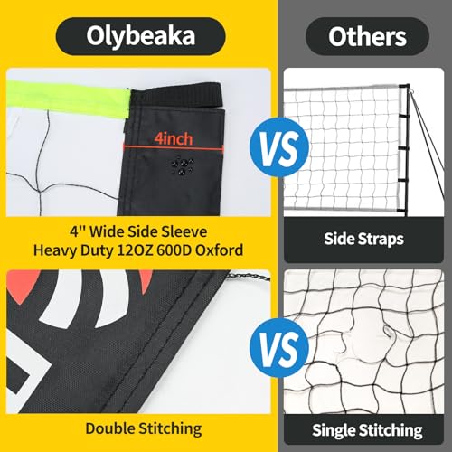 Portable Outdoor Volleyball Net Set for Backyard Beach with Adjustable Poles, Soft PU Volleyball & Pump, Carry Bag and Durable Anti-Sagging Net (Black and Green, 20ft)