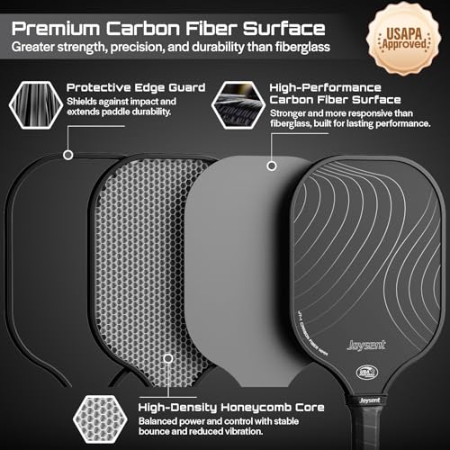 Joysent Pickleball Paddles Set, USAPA Approved Carbon Fiber Pickleball Set with Pickleball Rackets and Indoor Outdoor Pickle Balls, Beginner Pickleball Paddle for Adults Men Women