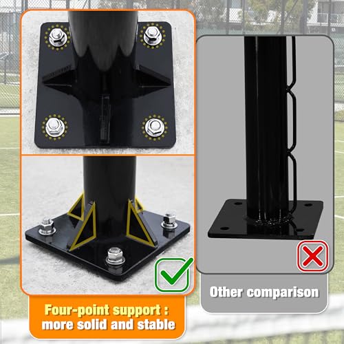defulion-Premium Pickleball Net Posts, Heavy-Duty 4mm Aluminum Poles with Stainless Steel Internal Winder, Easy Permanent Flange Mount System,Regulation Net,Bring Arena to Your Backyard.