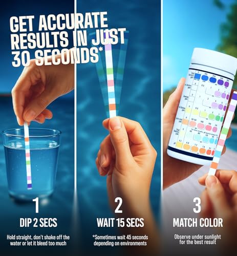 LIME POOL 162 Pcs 7-Way Hot Tub, Spa & Pool Test Strips - Accurate Readings in 15 Seconds