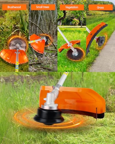 NEO-TEC 31cc 4-Cycle Gas Weed Wacker 4 in 1 String Trimmer/Edger 17'' with 10'' Brush Cutter x3 Rubber U-Handle & Shoulder Strap, Light Stable and Powerful Gas Weed Eater for Grass Cutting