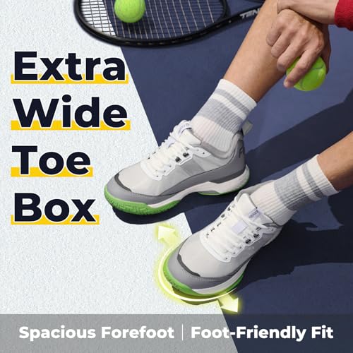 FitVille Wide Tennis Shoes for Men Pickleball Shoes Lightweight Breathable All Court Athletic Shoes with Arch Support & Wide Toe Box