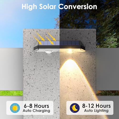 LIANGLOME Solar Fence Lights Outdoor - 2700/4000/6000K 3 Mode, Waterproof LED, Fence Light Solar Powered for Outside, Backyard/Railing/Step/Patio/Wall and Home Improvement(8 Pack)
