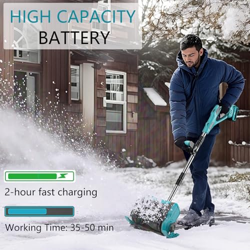 Cordless Electric Snow Shovel, with 2×4.0Ah Battery & Charger, 12 in Foldable Lightweight Snow Blower Cordless, with Battery Capacity Display, 20 ft Throwing Distance for Driveway Sidewalk Walkway