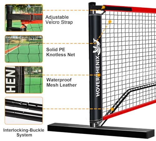 Portable Pickleball Net for Driveway, 22FT Regulation Size Pickle Ball Net with 4 Outdoor Pickleballs and Carry Bag, Weather Resistance Strong Steel Frame