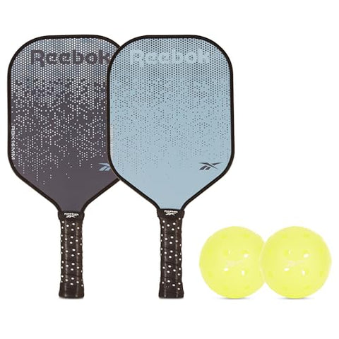 Reebok - Pickleball Set for 2 Players, Carbon Fiber Paddles, Spin Control, Durable Polypropylene Core, Precision, Ideal for Sports and Enthusiasts