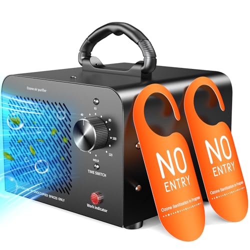 Ozone Generator 48,000mg, Commercial Ozone Machine Odor Removal, High Capacity O3 Ionizer Air Purifier Deodorizer, Portable Mini for Car, Home, Smoke, Pets, Industrial, for 4000 Square Feet -Black