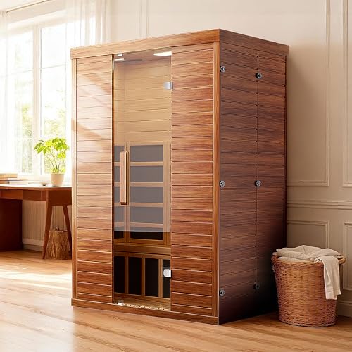 PABIMIA 2-Person Infrared Sauna, Smart App Control, WiFi & Bluetooth, Low EMF 1500W/120V LCD Heater, Indoor Home Sauna with Flame-Retardant Materials