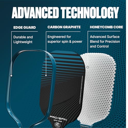 PRO-SPIN Carbon Fiber Pickleball Paddles Set of 2 | Lightweight Pickleball Set with Indoor/Outdoor Balls and Bag – Durable Pickle Ball Paddle Gift for Men, Women & Families