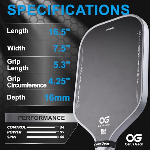Pickleball Paddles Pro | 4-Layer T700SC Raw Carbon Fiber & 16MM Reinforced Polymer Honeycomb Core | Thermoformed Pickle Ball Racket | Max Spin & Control | USAPA Approved