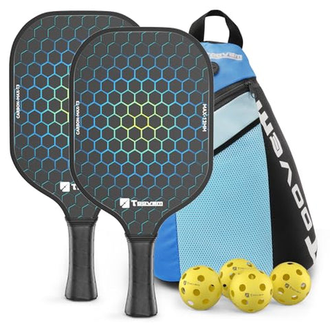 Toovem Carbon Fiber Pickleball Paddles – Lightweight 2 Sets T300 / 1 Set T700 Pickleball Paddle Carbon Fiber Racket, Pickle Ball Paddles Gifts with Bag & 4 Balls, for Beginner to Advanced Players