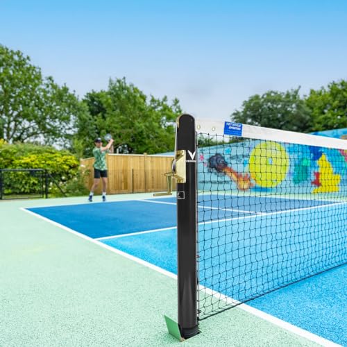 Vermont Pickleball Posts | Regulation Size, Weatherproof Steel Posts with Optional Ground Sockets - Posts Only (No Ground Sockets, Black, Round)