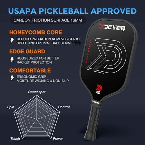 DGYGQ Pickleball Paddles - Professional Carbon Fiber Paddle with Honeycomb Core Pickleball Rackets - Lightweight Precision & Enhanced Shock Absorption for High Spin