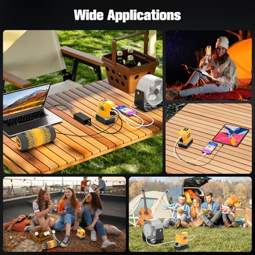 200W Portable Power Inverter for DeWALT 20V,Outdoor Generato Battery Converter with 2 USB&LED&AC Battery Powered Outlet,Convert DC 18V/20V to AC 110V-120V Portable Power Station(Tool Only)