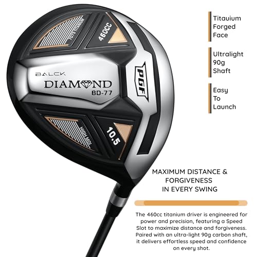 PGF Labs Men's Black Diamond BD-77 Complete Golf Club Package Set [14-Pieces][Flex: Regular] [Hand: Right] [Length: Standard]