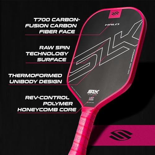 Selkirk Sport SLK Halo Power MAX Pickleball Paddle | Raw Carbon Fiber Pickleball Paddles with a Rev-Core Power Polymer Core | Designed for Ultimate Spin & Consistency | Pink
