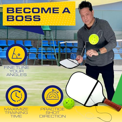 BOSSpickle Pickleball Trainer for Drop Practice. Pickleball Trainer Ball with String Works as rebounder and Improves Hand Eye Coordination and Allows Solo Practice with Match Buddy