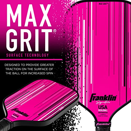 Franklin Sports Pro Pickleball Paddles - Signature Series Pro Paddle with MaxGrit Surface - USA Pickleball (USAPA) Tournament Approved - 16mm Polypropylene Core - Pink