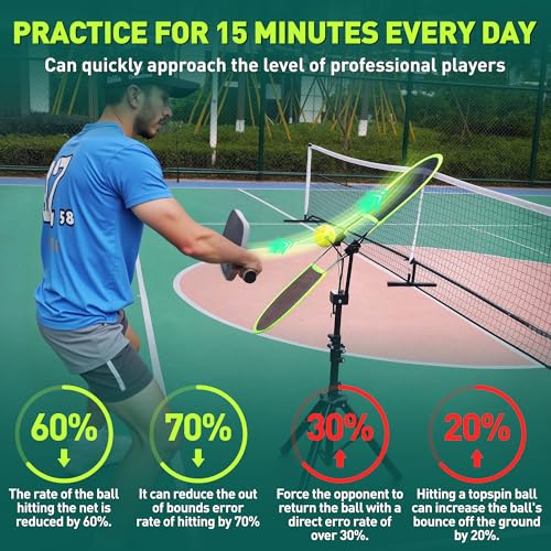 WAOPSO Pickleball Topspin Trainer,Professional Training Tool with Adjustable Angle Panel, Dual-Sport Compatible Pickleball Training Equipment for Solo Practice & Skill Development