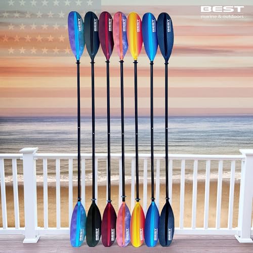 Best Marine and Outdoors Kayak Paddle, Carbon Fiber Shaft & Fiberglass Reinforced Polypropylene Blades, 220cm, 234cm, 250cm, Lightweight Kayak Paddles for Adults (Black, 220 CM)